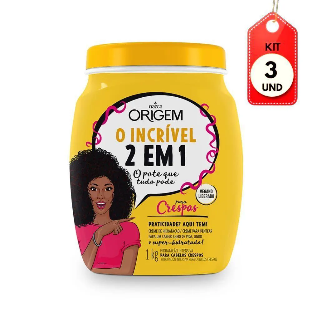 KIT C-03 ORIGEM O INCRíVEL 2EM1 CREME DE TRATAMENTO 1KG