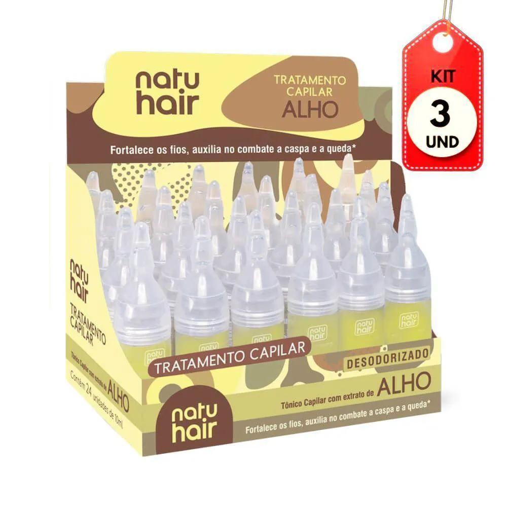 KIT C/03 NATU HAIR VITAMINA CAPILAR ALHO 24X10ML