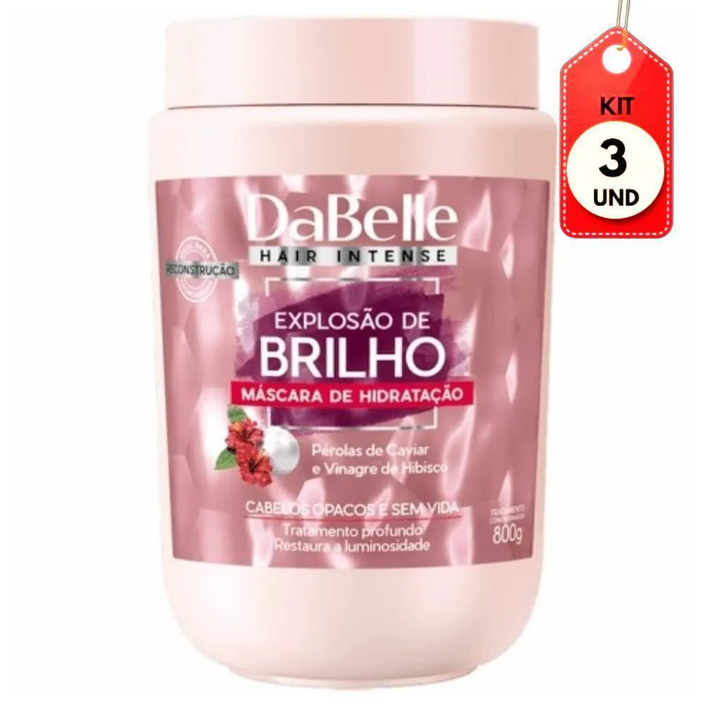KIT C/03 DABELLE EXPLOSãO DE BRILHO MáSCARA HIDRATANTE 800G