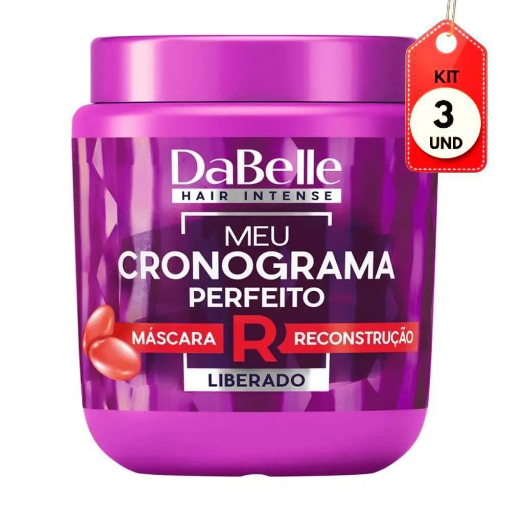 KIT C/03 DABELLE CRONOGRAMA PERFEITO RECONSTRUçãO MáSCARA 400G
