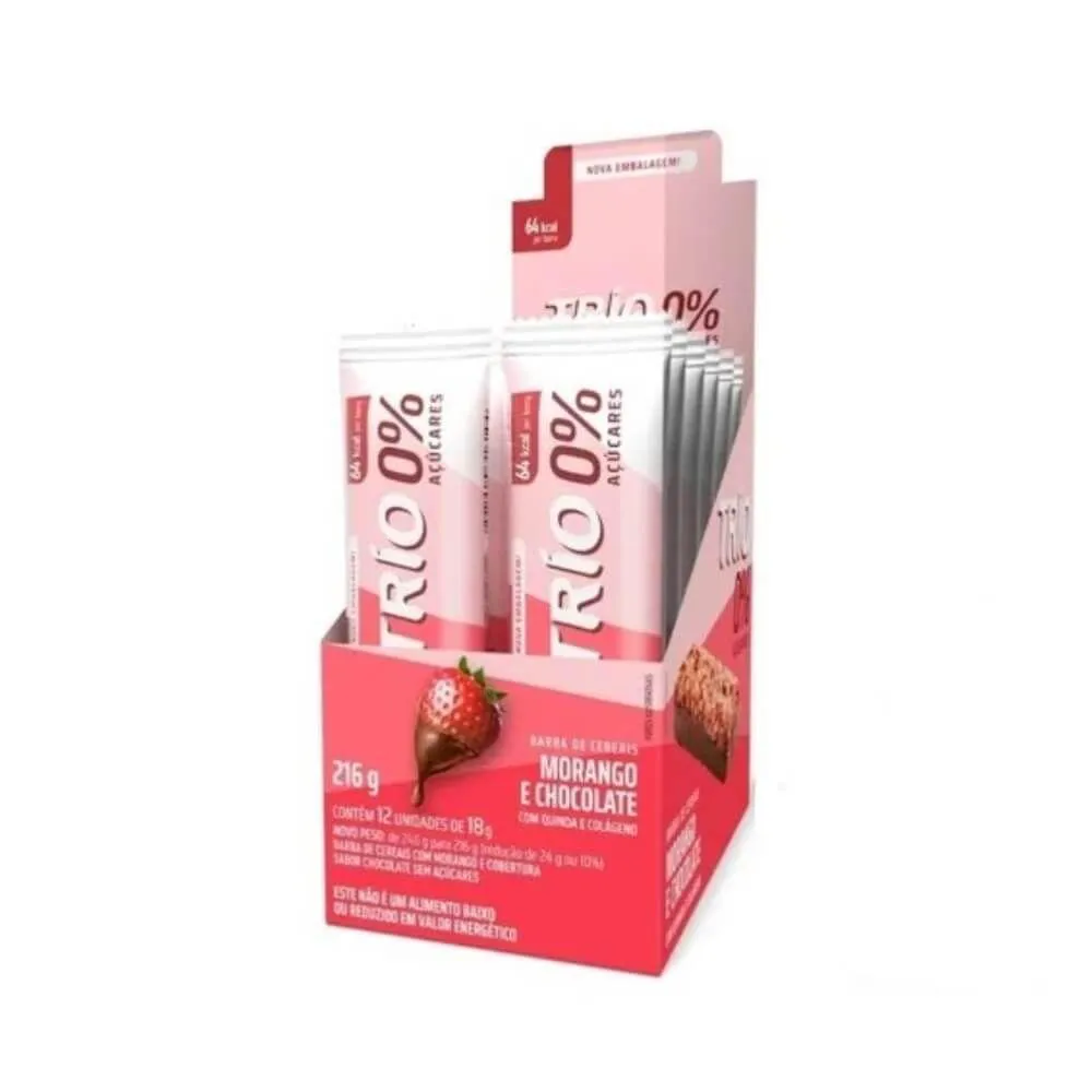 TRIO BARRA CEREAL ZERO MORANGO CHOCOLATE C/12