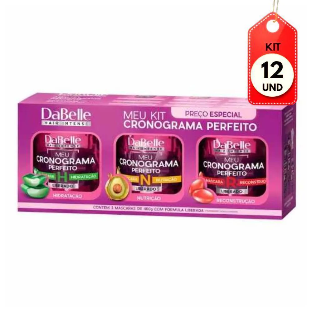 KIT C/12 DABELLE MEU CRONOGRAMA PERFEITO MáSCARAS 3X400G