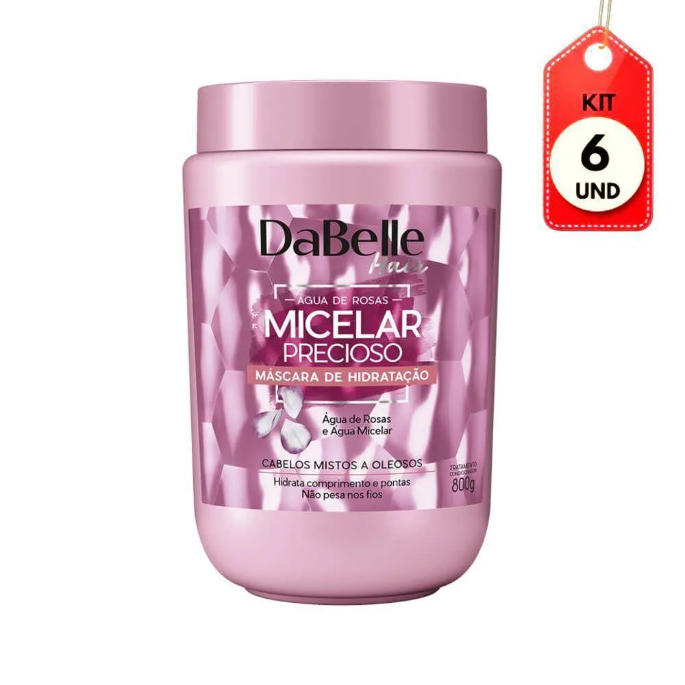 KIT C/06 DABELLE MICELAR PRECIOSO MáSCARA HIDRATANTE 800G