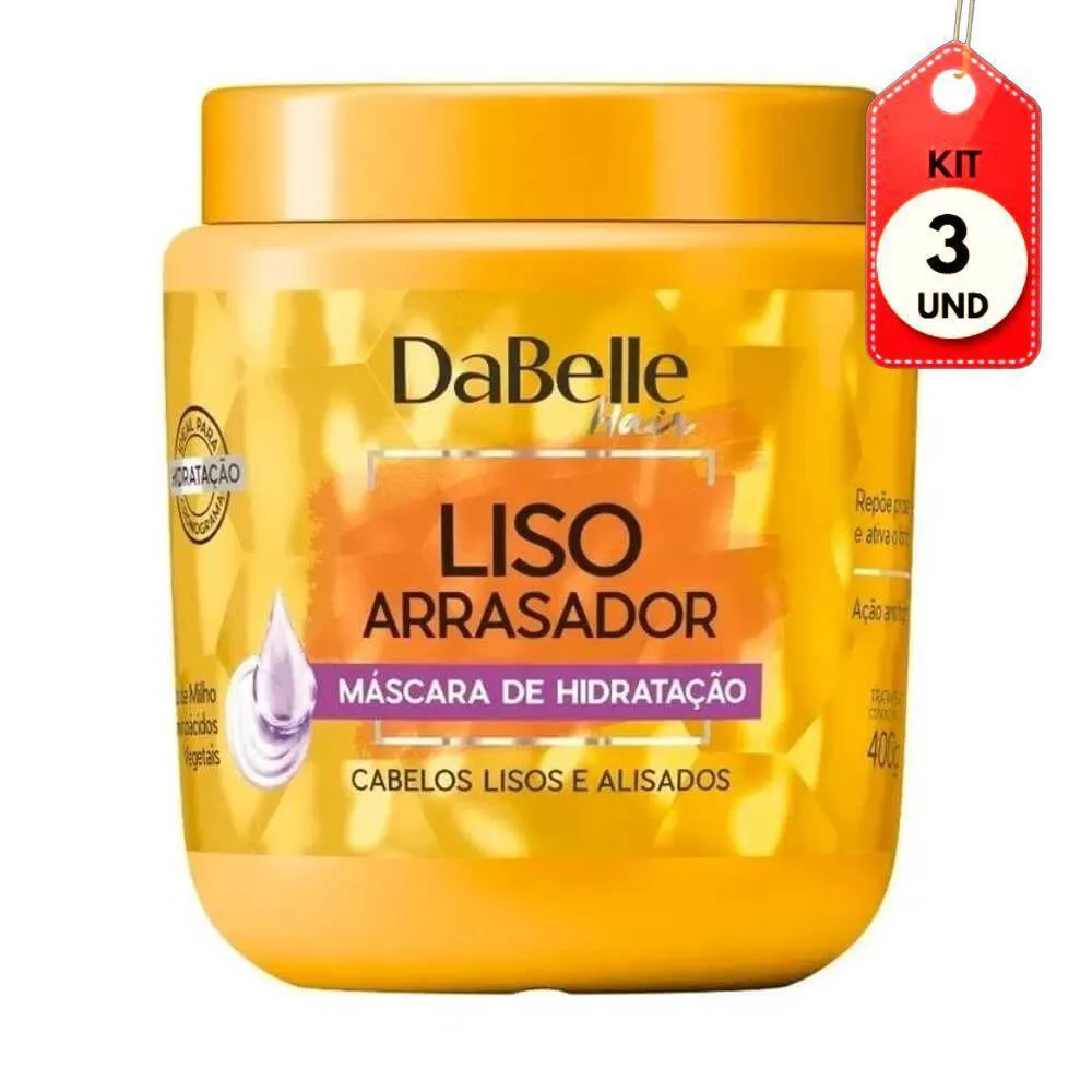 KIT C/03 DABELLE LISO ARRASADOR MáSCARA HIDRATANTE 400G