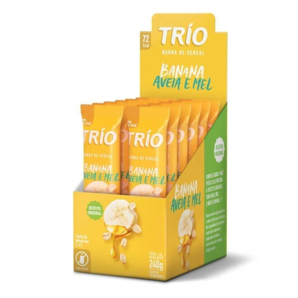 TRIO BARRA CEREAL ORIGINAL BANANA AVEIA MEL C/12