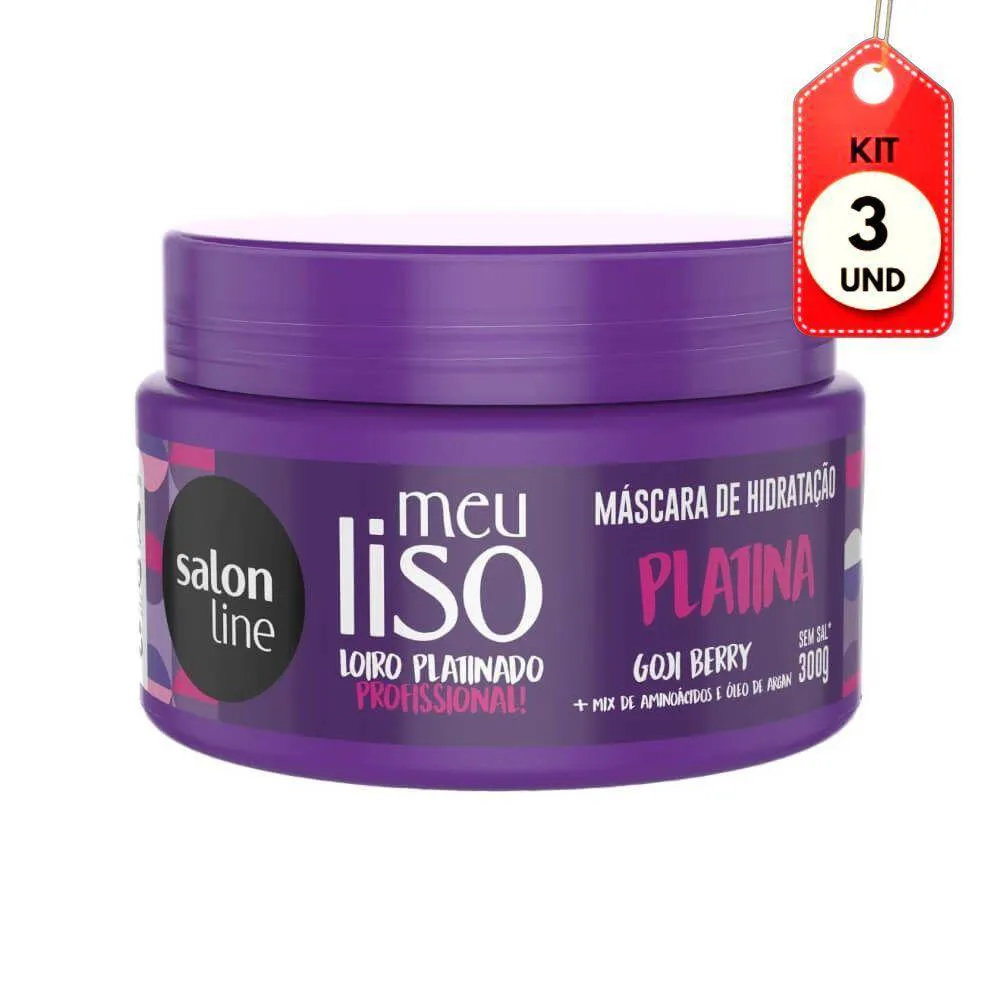 KIT C-03 SALON LINE MEU LISO LOIRO PLATINADO PLATINA MáSCARA 300G