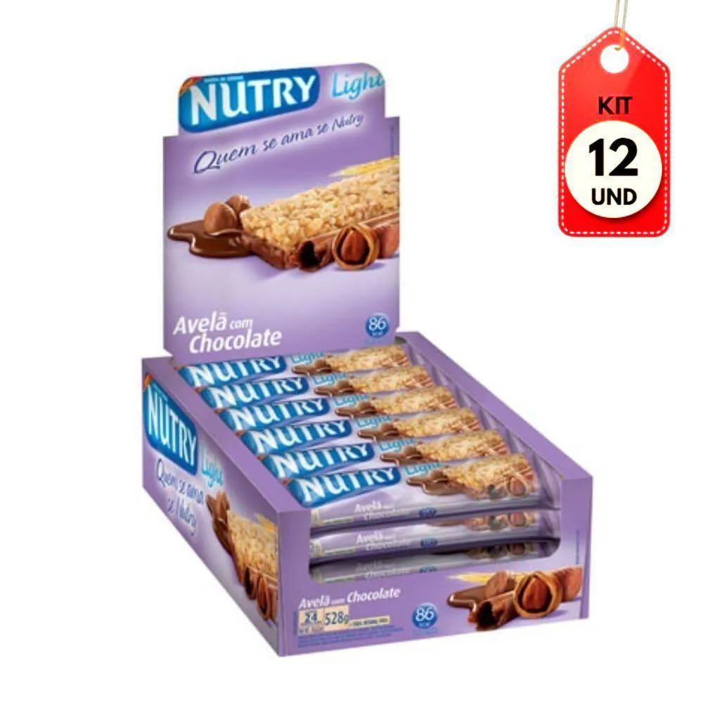 KIT C-12 NUTRY BARRA DE CEREAL AVELA CHOCOLATE C-24
