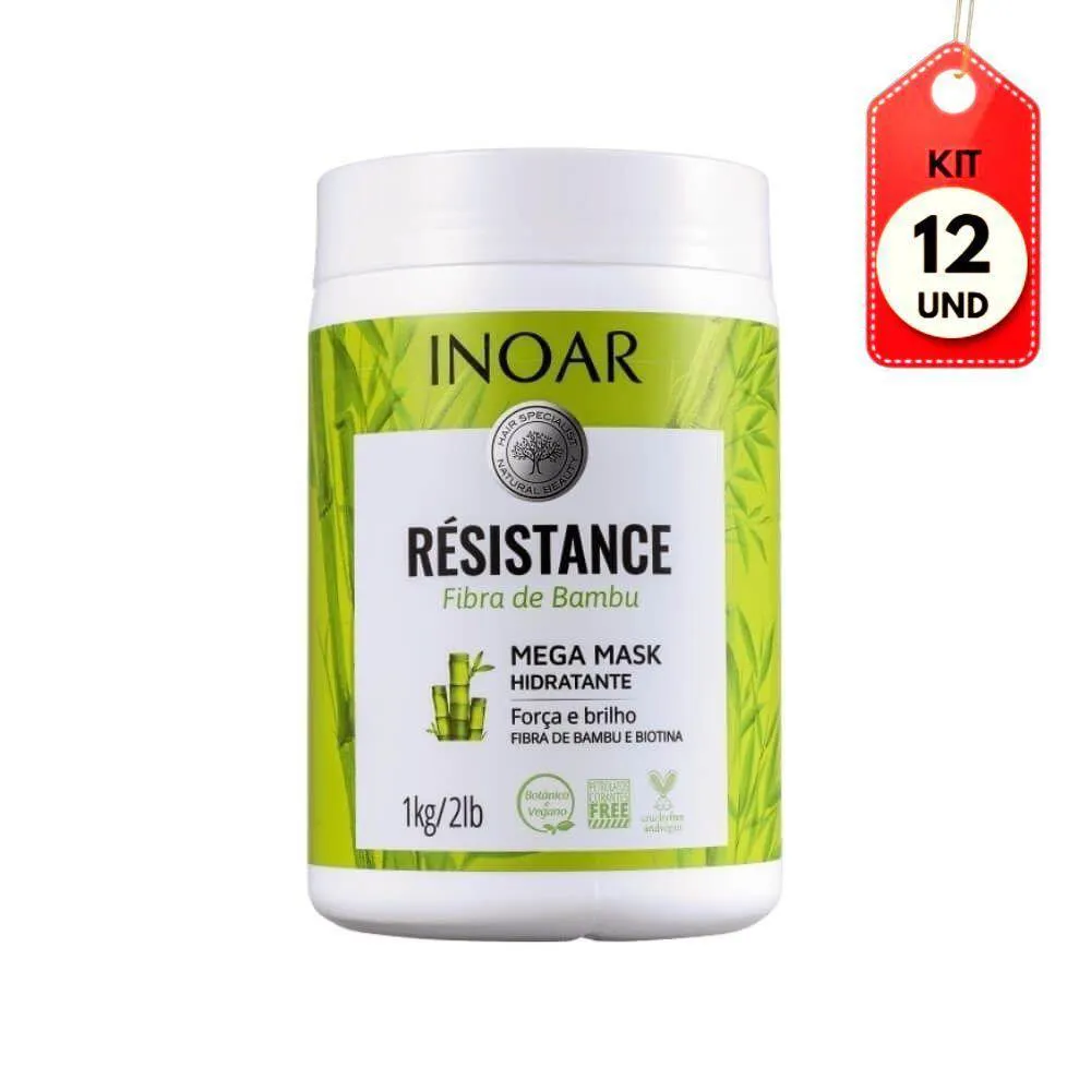 KIT C-12 INOAR RéSISTANCE FIBRA BAMBU MáSCARA CAPILAR 1KG