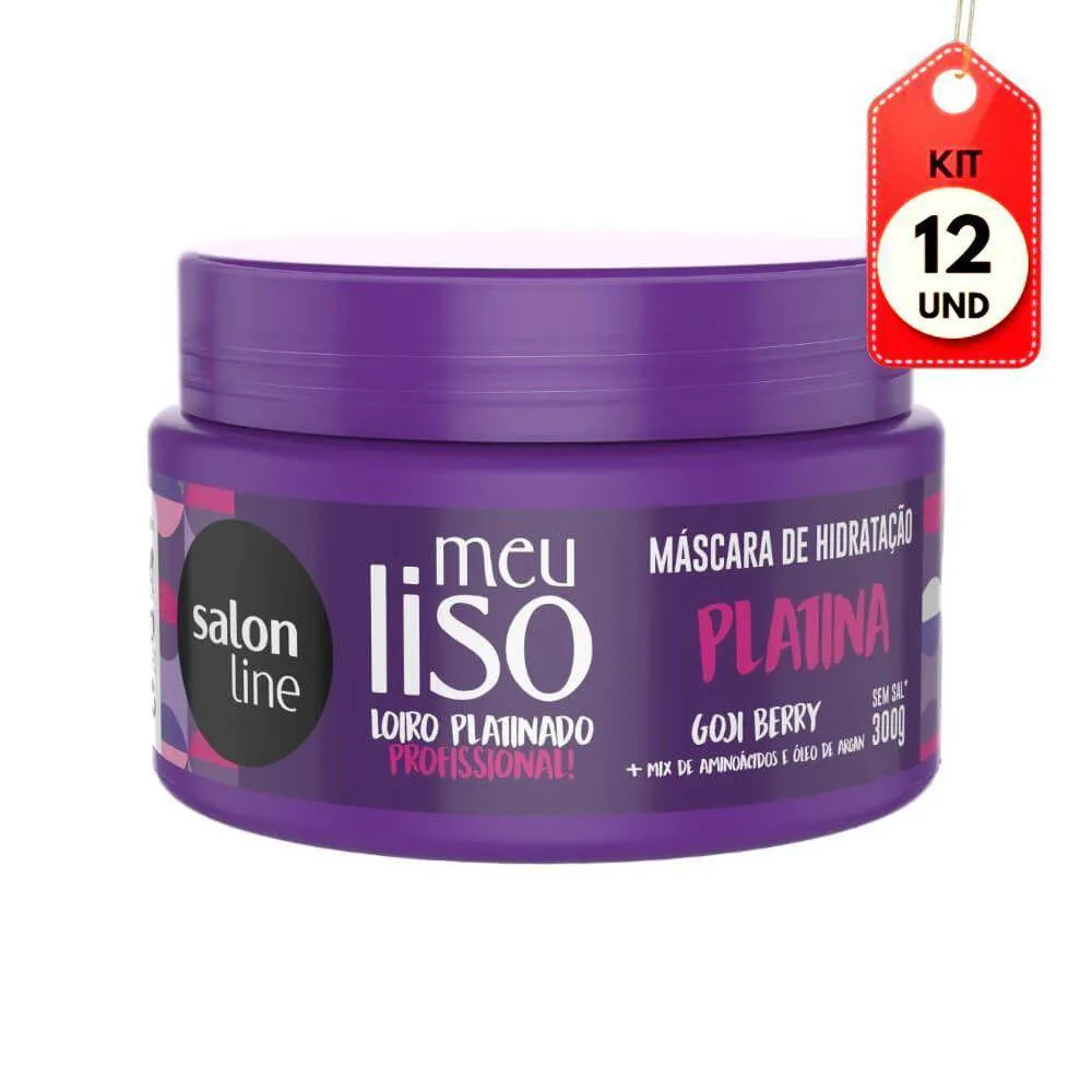 KIT C/12 SALON LINE MEU LISO LOIRO PLATINADO PLATINA MáSCARA 300G