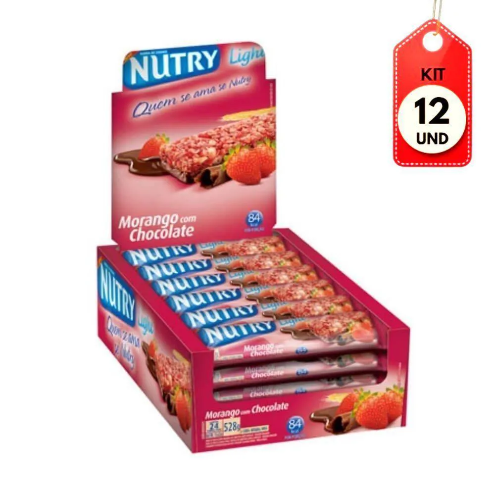 KIT C-12 NUTRY BARRA DE CEREAL MORANGO CHOCOLATE C-24