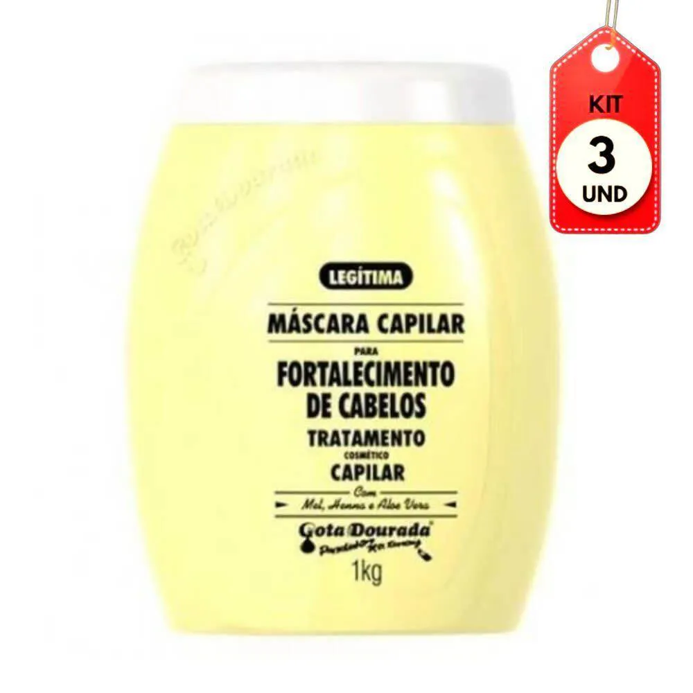 KIT C/03 GOTA DOURADA TRADICIONAL MáSCARA 1KG