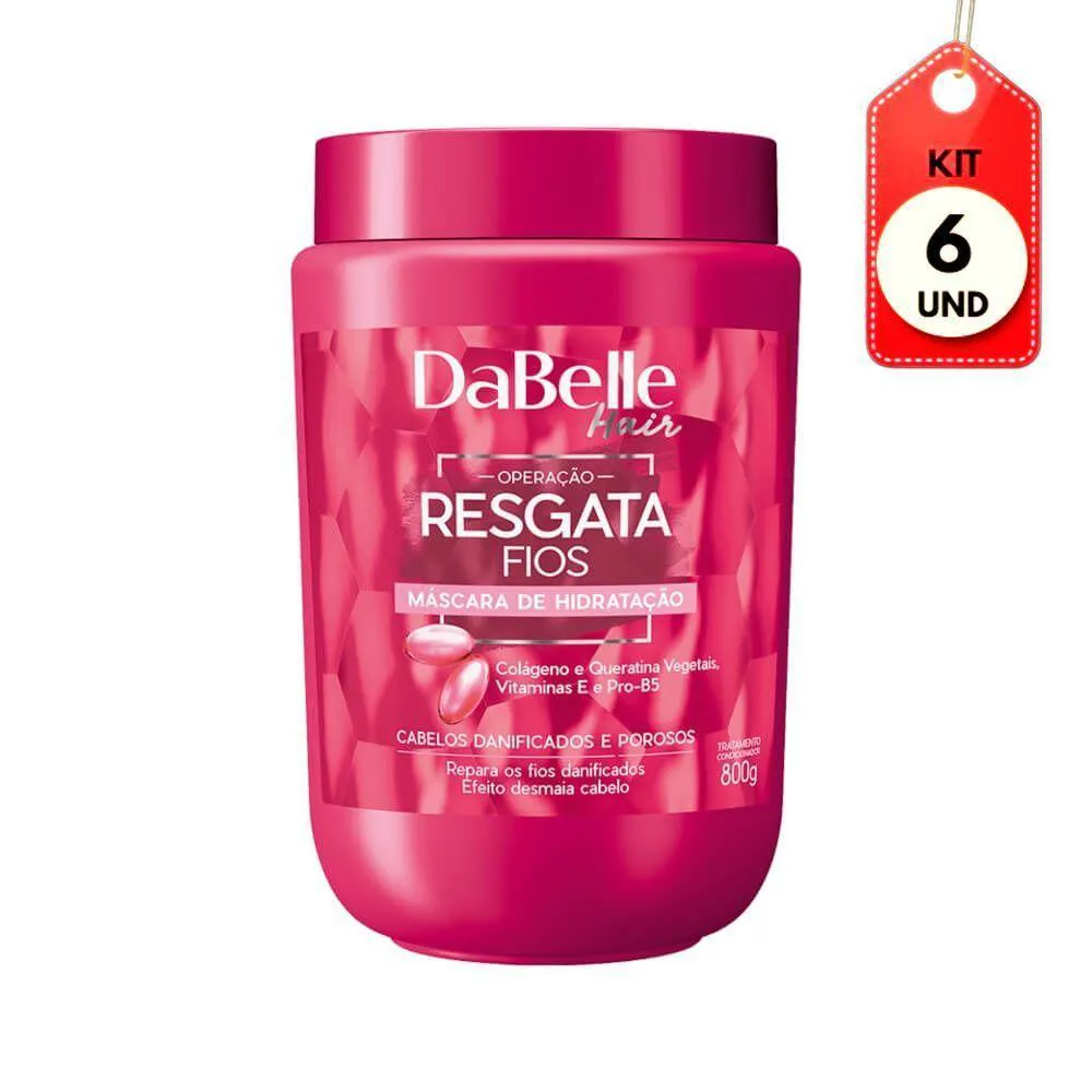 KIT C/06 DABELLE RESGATA FIOS MáSCARA HIDRATANTE 800G