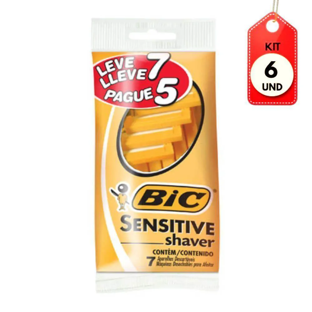 KIT C/06 BIC SHAVER SENSITIVE APARELHO DE BARBEAR C/7