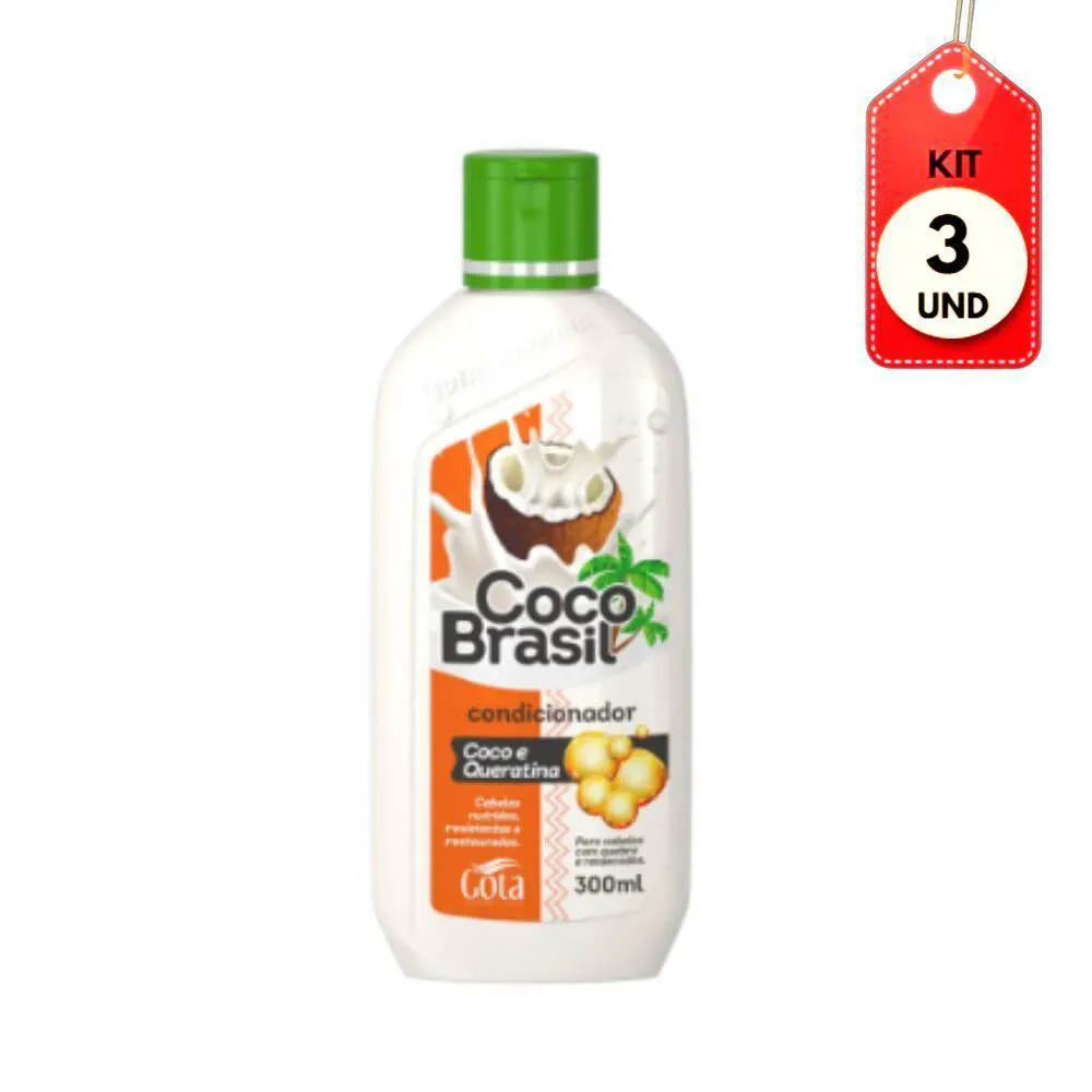 KIT C-03 GOTA DOURADA COCO BRASIL SHAMPOO QUERATINA 300ML