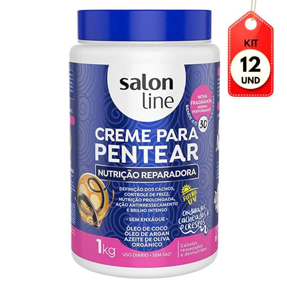 KIT C/12 SALON LINE NUTRIçãO REPARADORA CREME P/ PENTEAR 1KG