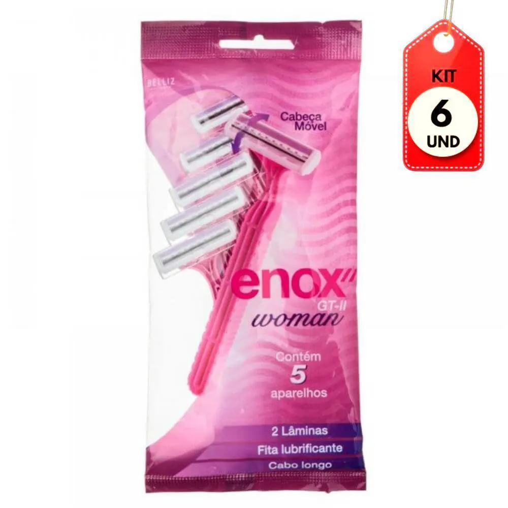 KIT C/06 ENOX WOMAN GT2 APARELHO DE BARBEAR FEMININO C/5