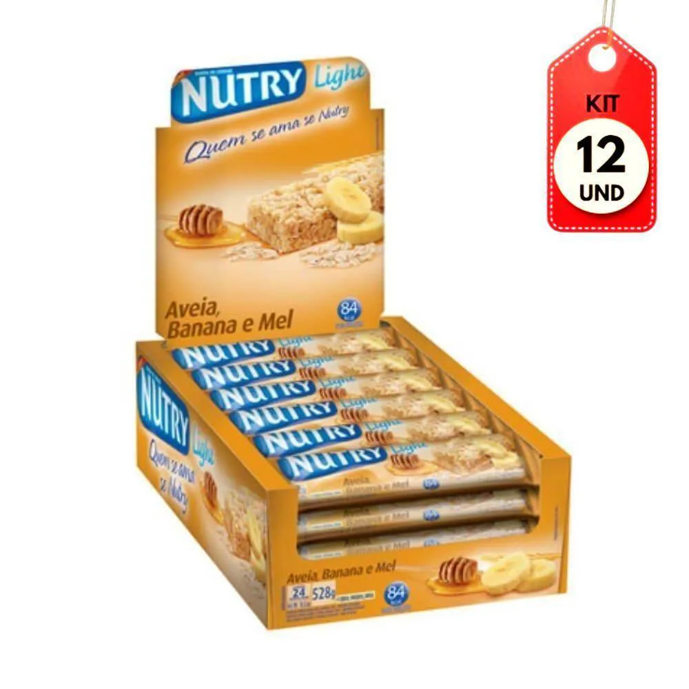 KIT C-12 NUTRY BARRA DE CEREAL BANANA AVEIA E MEL C-24