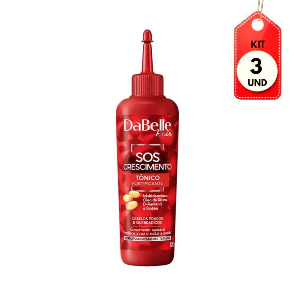 KIT C/03 DABELLE SOS CRESCIMENTO TôNICO FORTALECEDOR 100ML