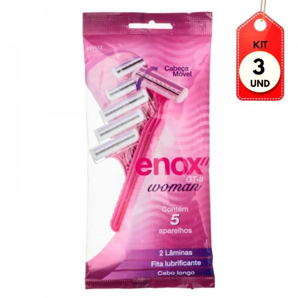 KIT C/03 ENOX WOMAN GT2 APARELHO DE BARBEAR FEMININO C/5