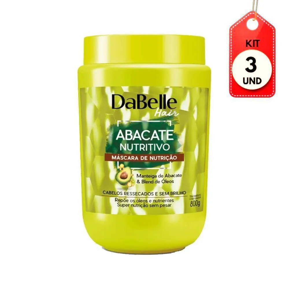 KIT C/03 DABELLE ABACATE NUTRITIVO MáSCARA HIDRATANTE 800G