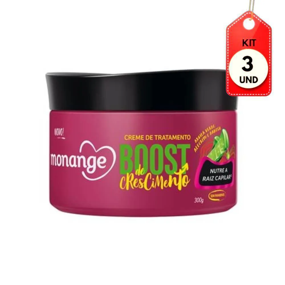 KIT C/03 MONANGE BOOST DE CRESCIMENTO CREME DE TRATAMENTO 325ML