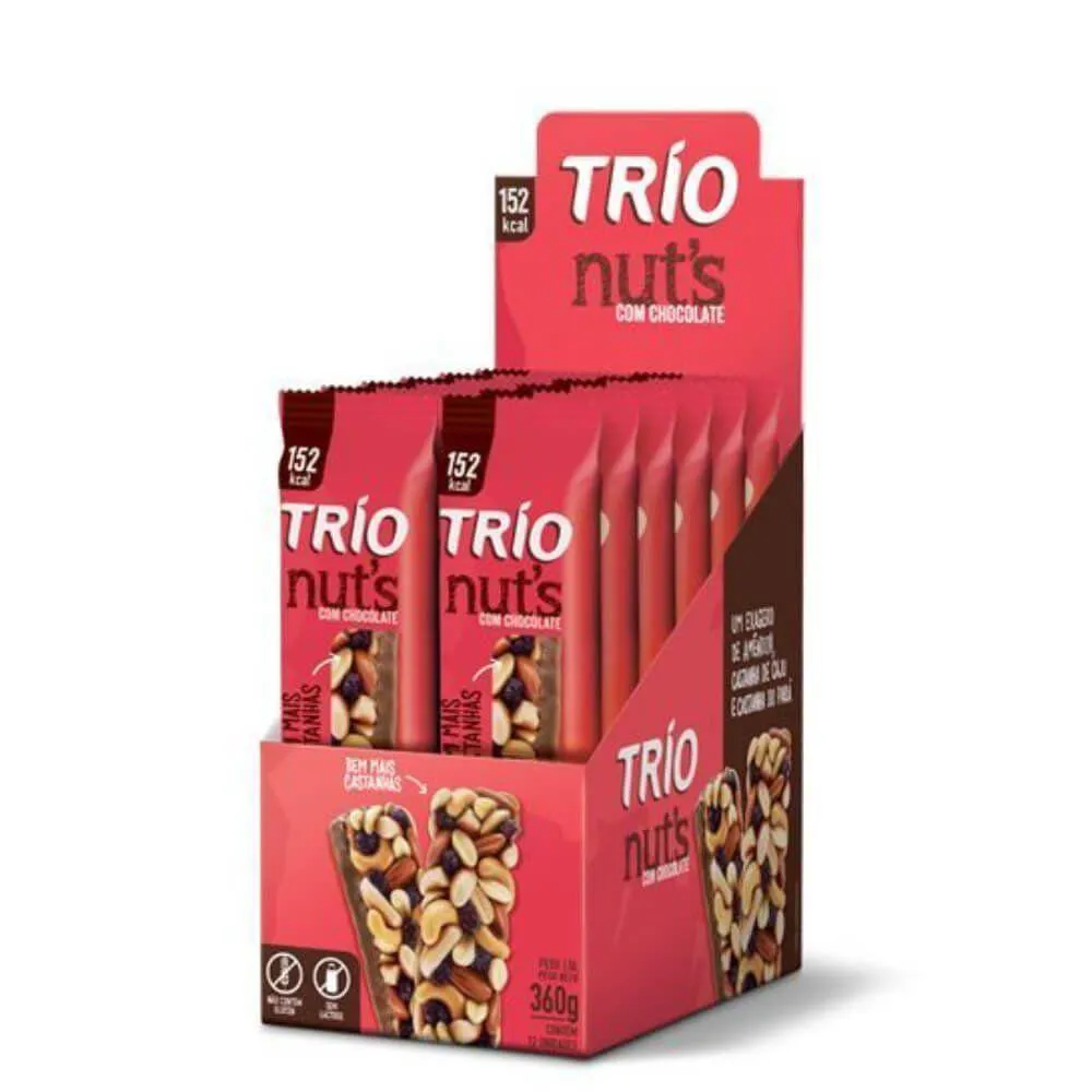 TRIO BARRA NUTS CASTANHA C- CHOCOLATE C-12