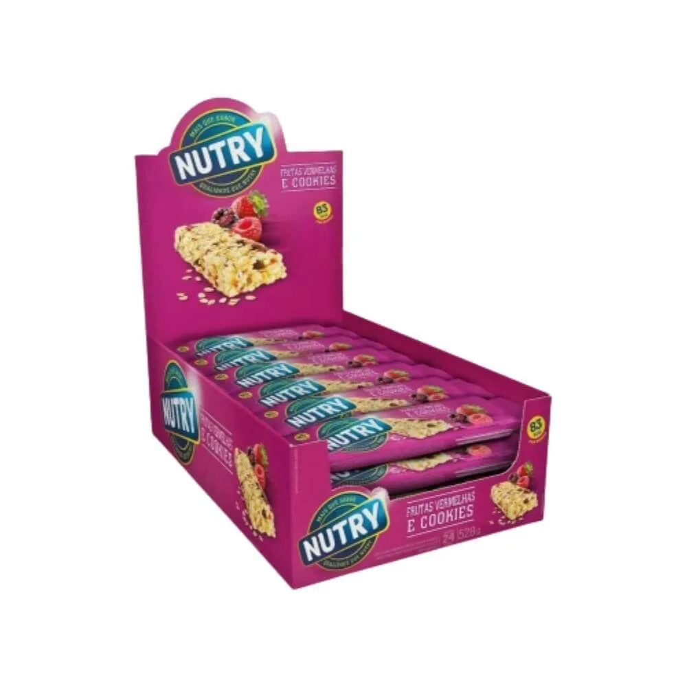 NUTRY BARRA DE CEREAIS FRUTAS VERMELHAS E COOKIES C-24
