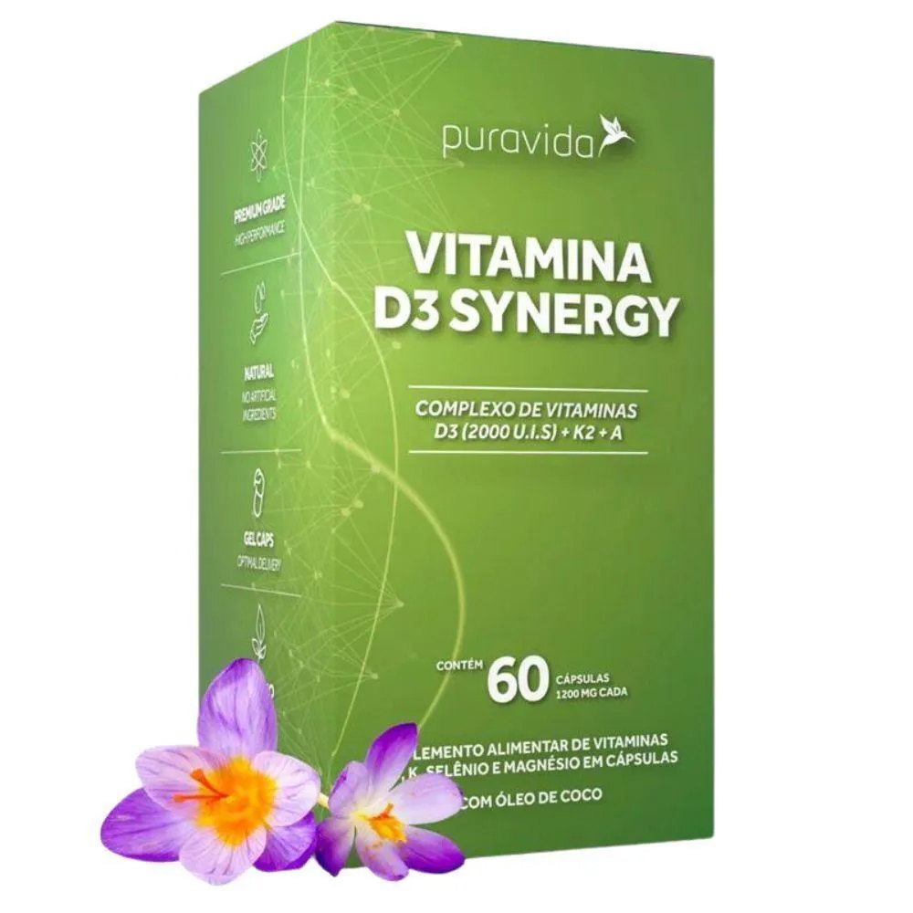 VITAMINA D3 SYNERGY PURAVIDA COM 60 CAPS