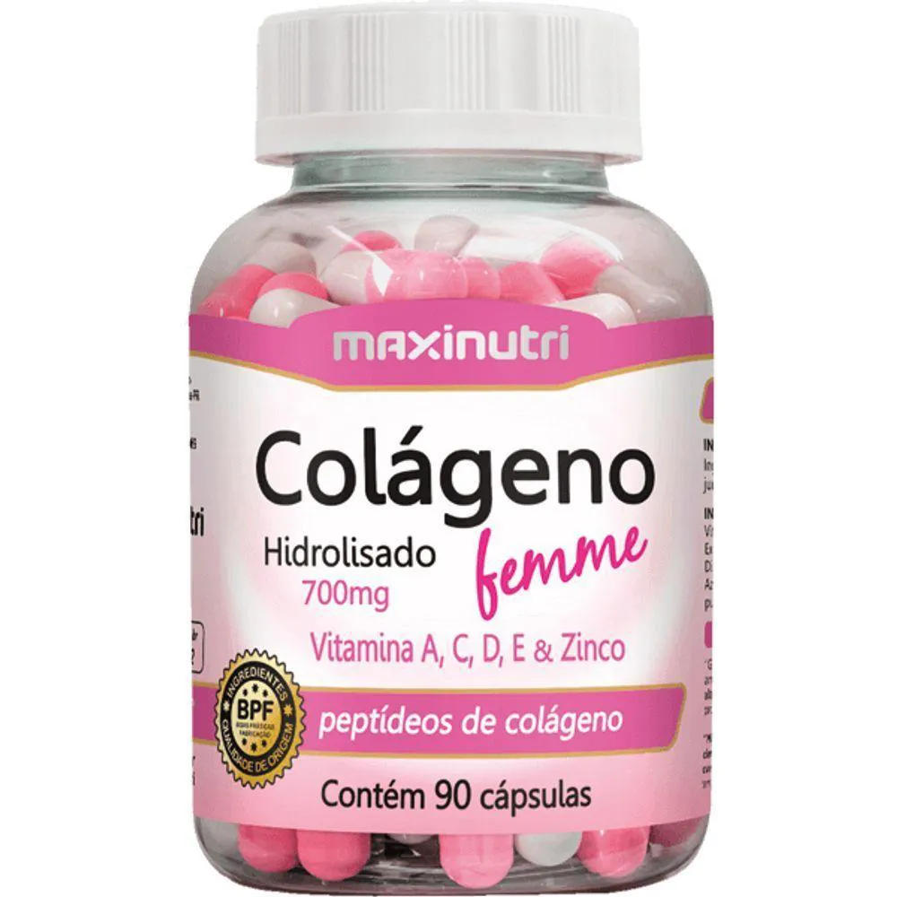 COLáGENO HIDROLISADO FEMME 90 CáPSULAS 700MG MAXINUTRI 90 CáPSULAS