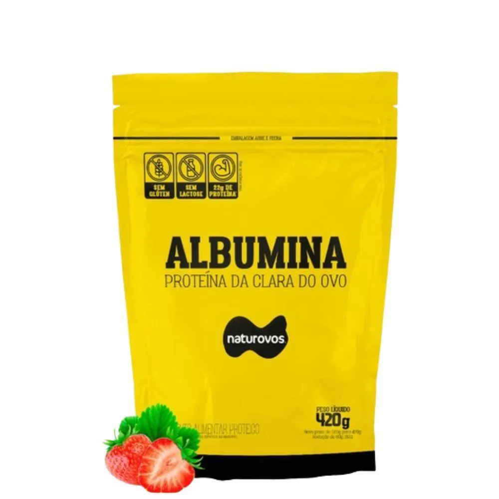 ALBUMINA SABOR MORANGO 420G NATUROVOS
