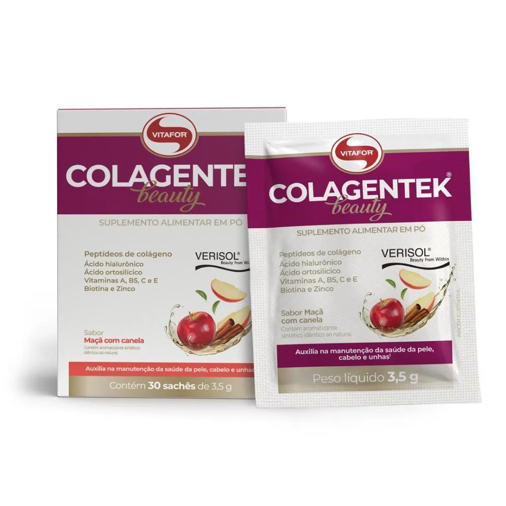 COLáGENO COLAGENTEK BEAUTY 30 SACHêS 3,5G MAçA C/ CANELA VITAFOR