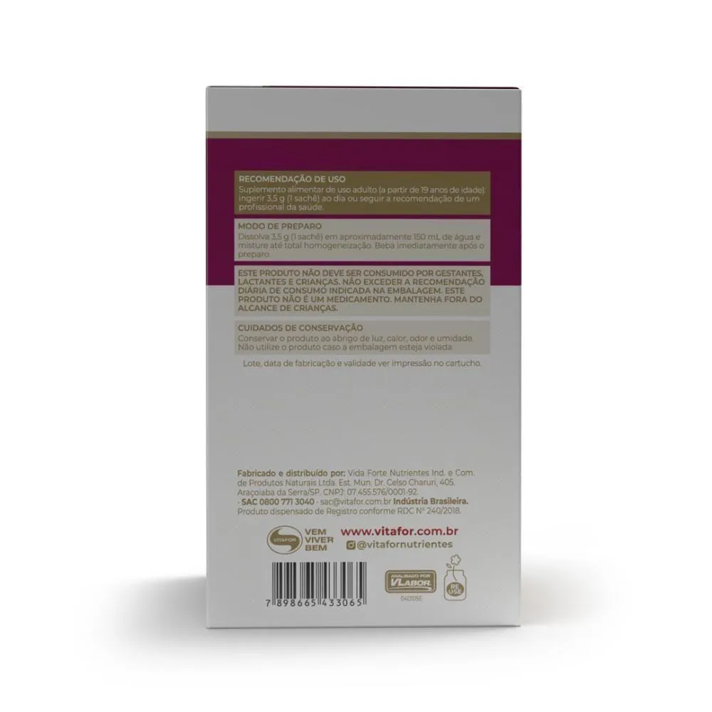 COLáGENO COLAGENTEK BEAUTY 30 SACHêS 3,5G ABACAXI C/ HORTELã VITAFOR