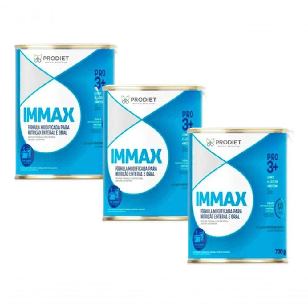 KIT 3 UN IMMAX 700G PRO 3+ PRODIET DIETA ENTERAL SEM SABOR SABOR SEM SABOR