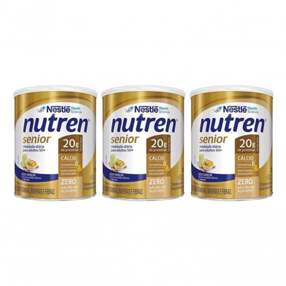 KIT 3 NUTREN SENIOR SUPLEMENTO Pó NESTLé SEM SABOR LATA 370G
