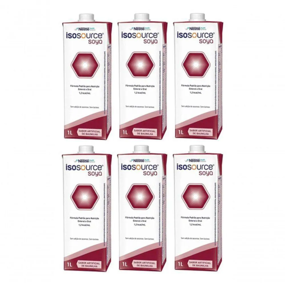 KIT 6 UN ISOSOURCE SOYA 1.2 1000ML - NESTLé - SABOR BAUNILHA