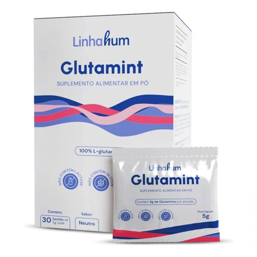 3CX GLUTAMINT 100% L-GLUTAMINA EM Pó 30 SACHêS 5G LINHAHUM