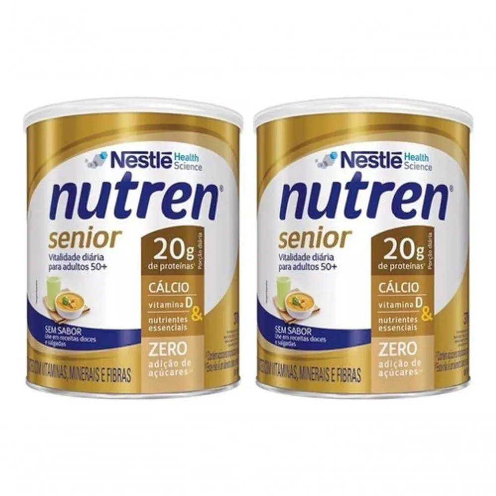 KIT 2 NUTREN SENIOR SUPLEMENTO Pó NESTLé SEM SABOR LATA 370G