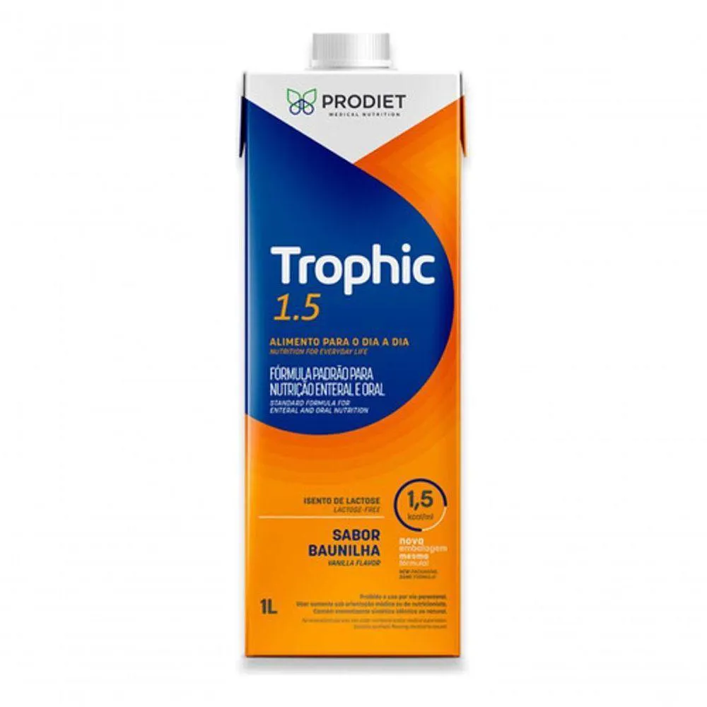KIT 12 UN TROPHIC 1.5 1 LITRO DIETA ENTERAL PRODIET SABOR BAUNILHA