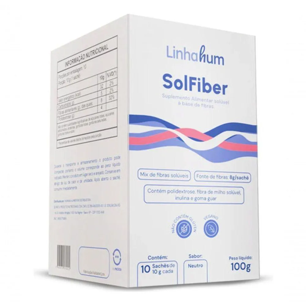 SOLFIBER SUPLEMENTO MIX DE FIBRAS SACHê FIBER 100G LINHAHUM SABOR NEUTRO