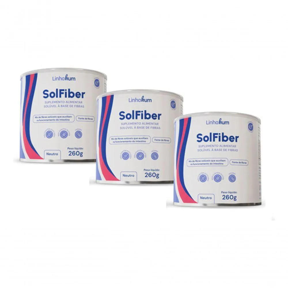 KIT 3 SOLFIBER SUPLEMENTO MIX FIBRAS SOL FIBER 260G LINHAHUM COR INCOLOR