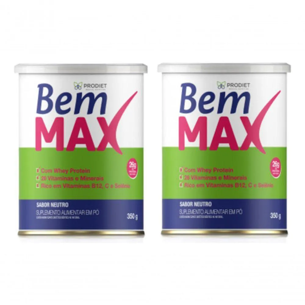 KIT 2 UN BEMMAX 25G PROTEíNA SEM SABOR 350G PRODIET
