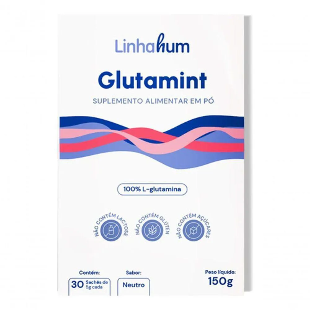 GLUTAMINT 100% L-GLUTAMINA EM Pó 30 SACHêS 5G LINHAHUM SABOR NEUTRO