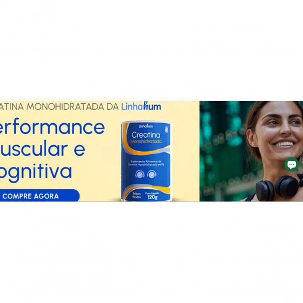 2UN CREATINA SUPLEMENTO 100% MONOHIDRATADA MUSCULAR LINHAHUM COR INCOLOR