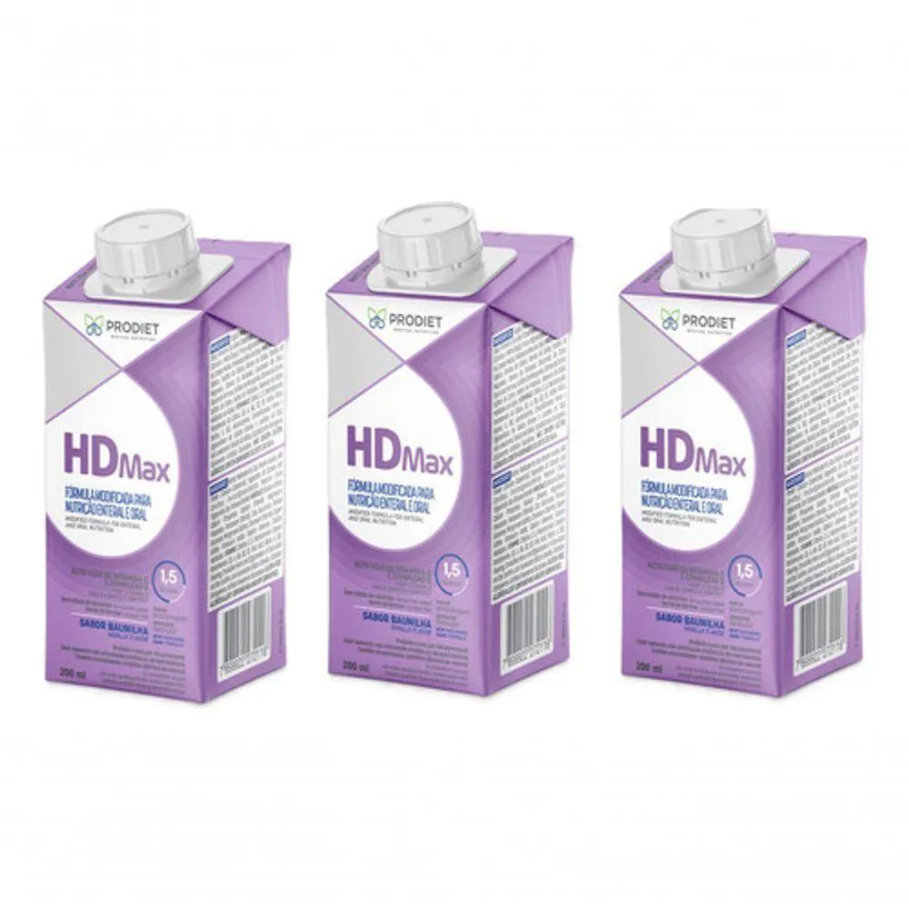 KIT 3 UN HDMAX 200ML DIETA ENTERAL SABOR BAUNILHA PRODIET COR INCOLOR