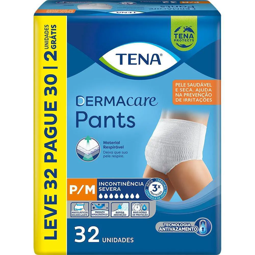 ROUPA INTIMA TENA PANTS DERMACARE P/M LEVE 32UN PAGUE 30UN