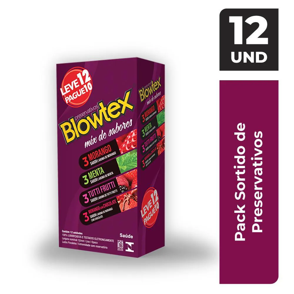 PRESERVATIVO BLOWTEX MIX DE SABORES LEVE 12 PAGUE 10UN