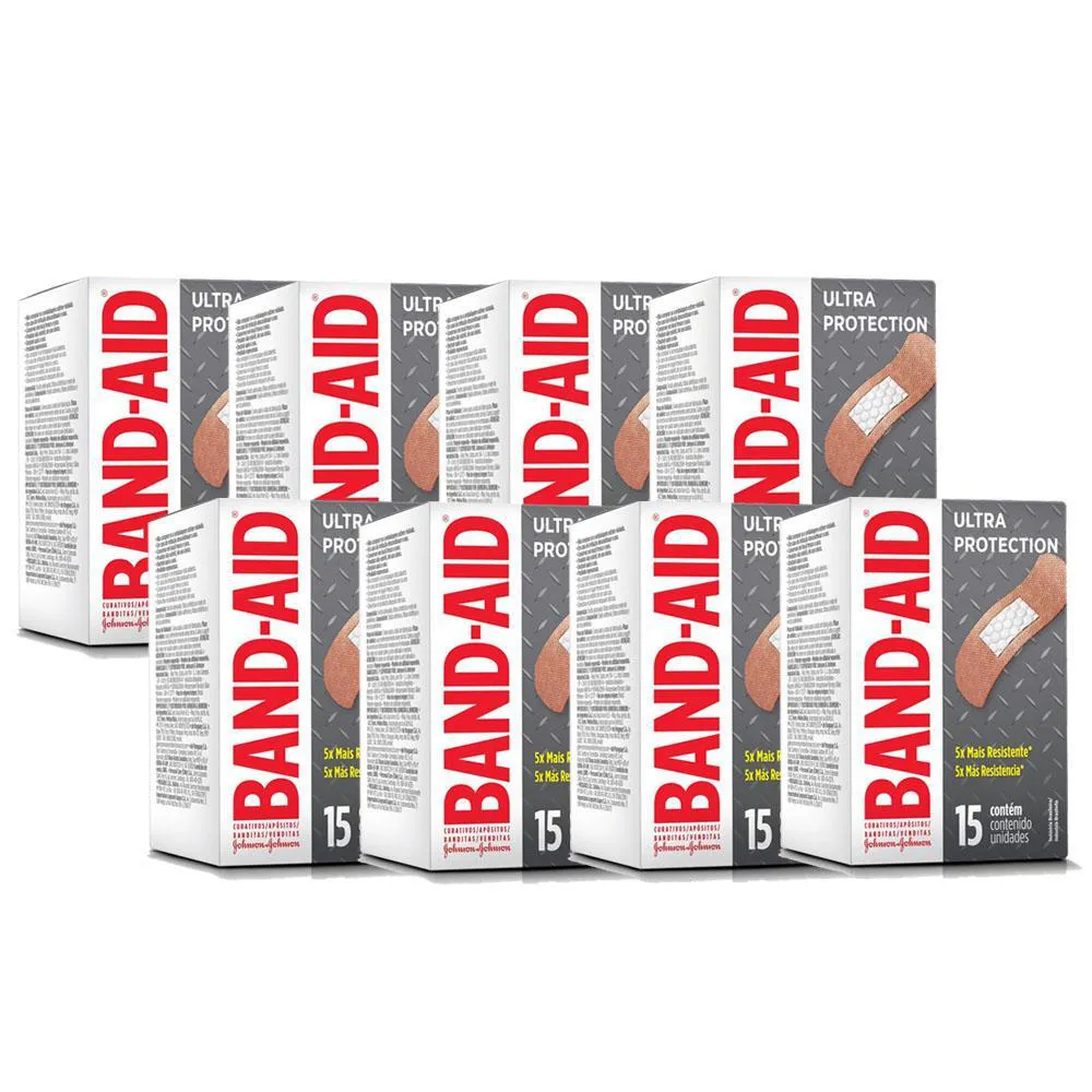 KIT 8 CURATIVOS BAND-AID ULTRA PROTEçãO 15UN CADA