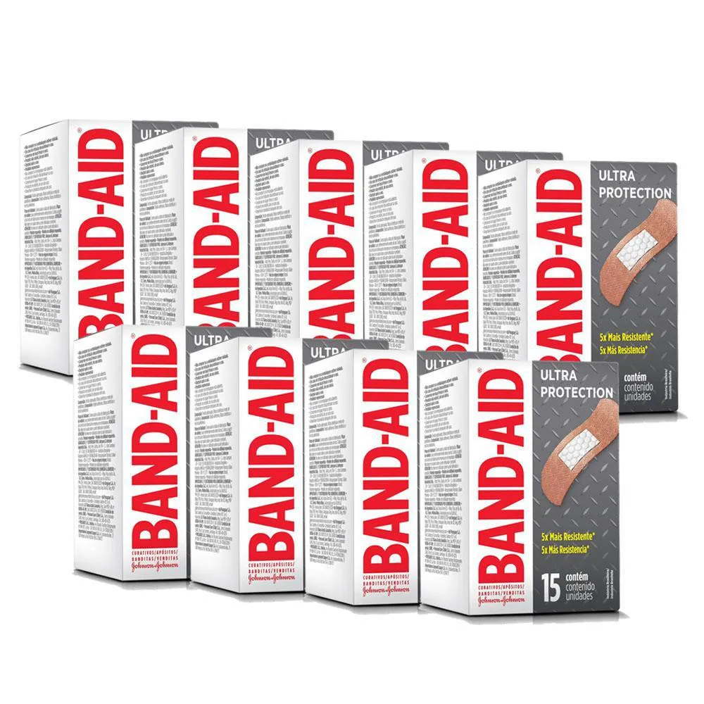 KIT 9 CURATIVOS BAND-AID ULTRA PROTEçãO 15UN CADA