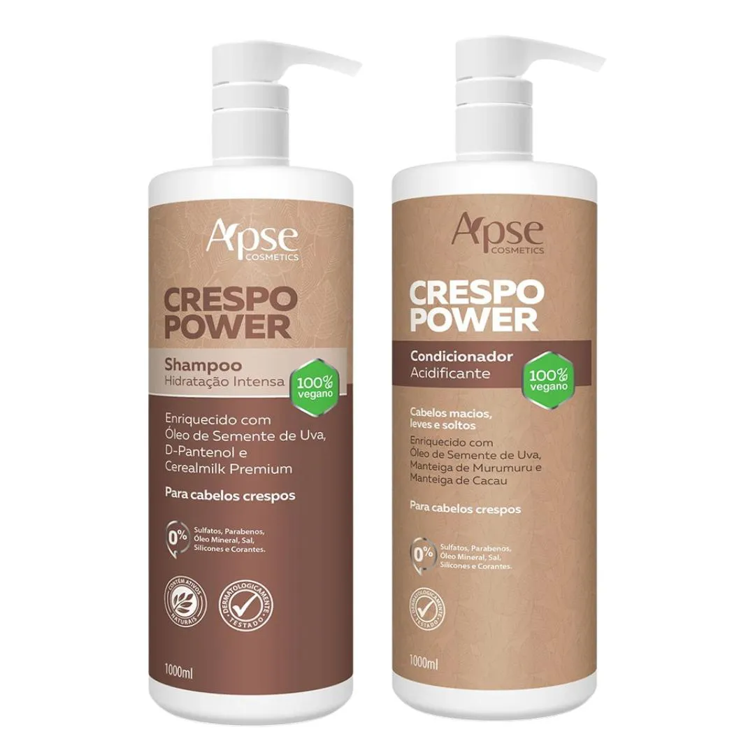 KIT APSE CRESPO POWER SHAMPOO HIDRATANTE E CONDICIONADOR 1L
