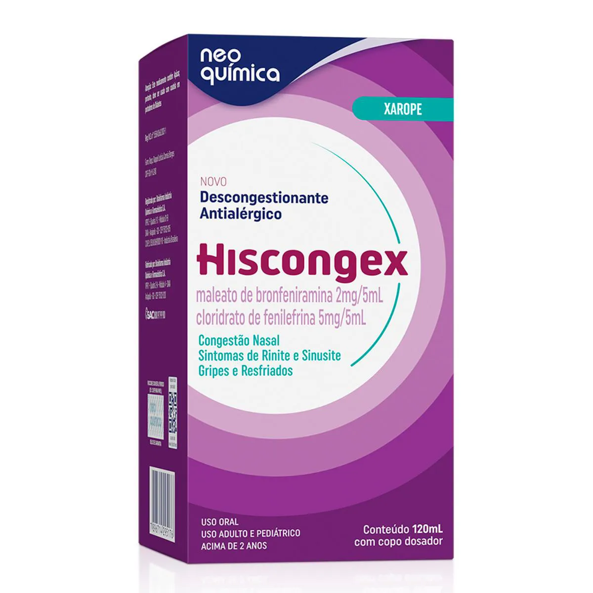 HISCONGEX XAROPE 2MG+ 5MG 120ML 1020862 | Drogasil